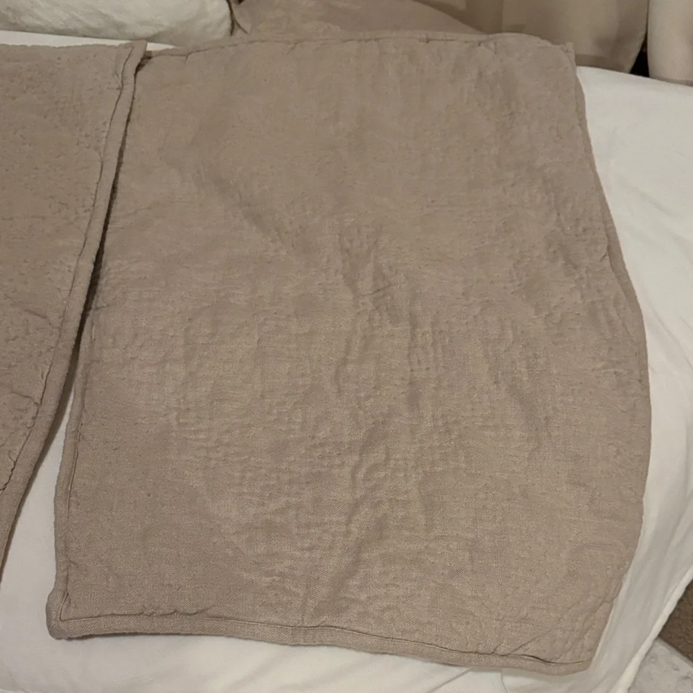 RH pair of tan Quilted Pillow Covers